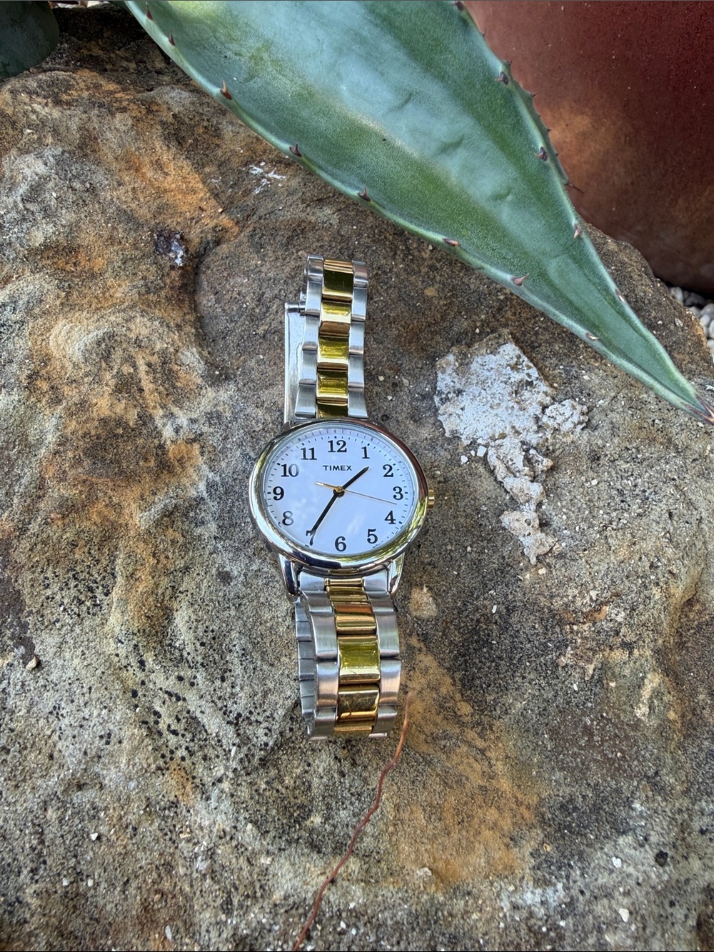 Timex Two-Tone Gold and Silver Bracelet Watch with White Dial